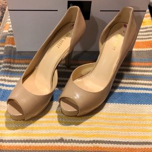 Nine West Cream Open Toe Platform 4" Heels